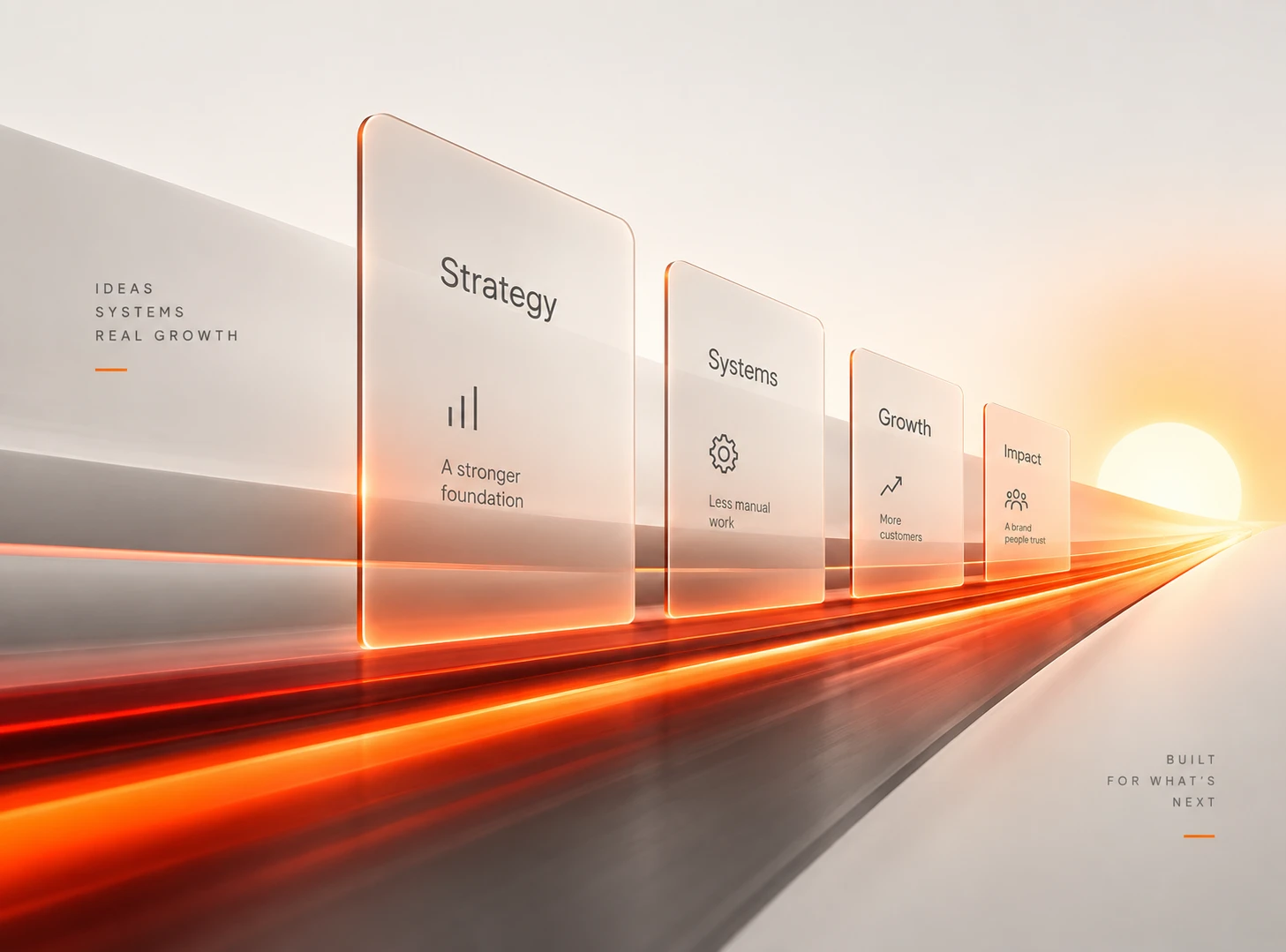 Strategy, systems, growth and impact cards showing how Haven Solutions builds stronger business foundations